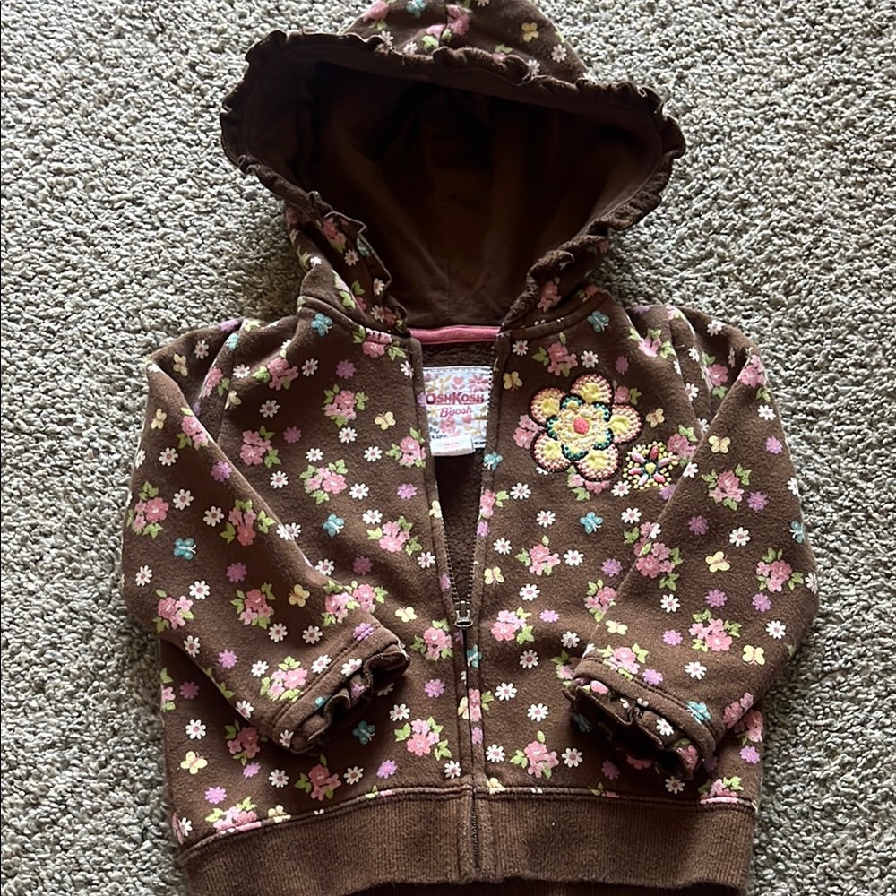 Vintage OshKosh Floral Brown Hoodie